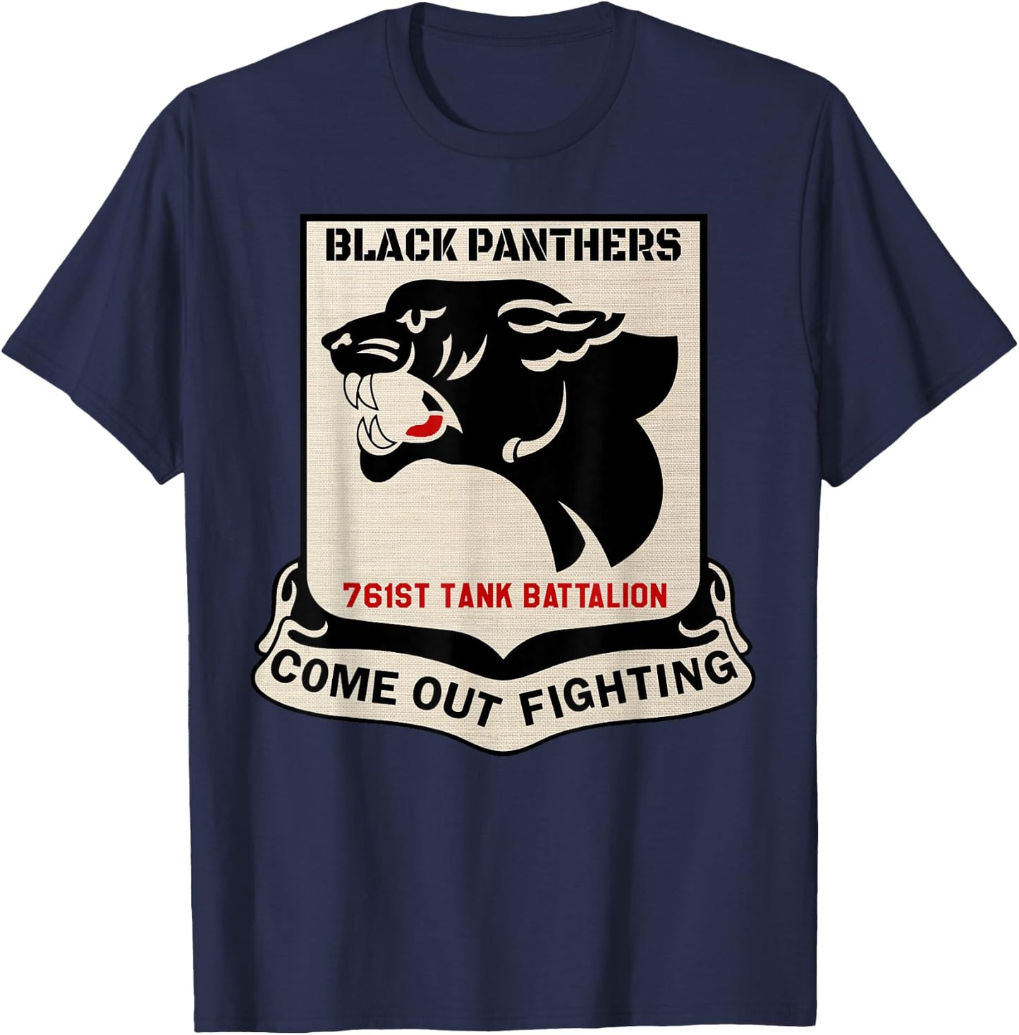 WW2 USA 761st Tank Battalion African American Black Panthers T-Shirt - T-Shirt | Navy