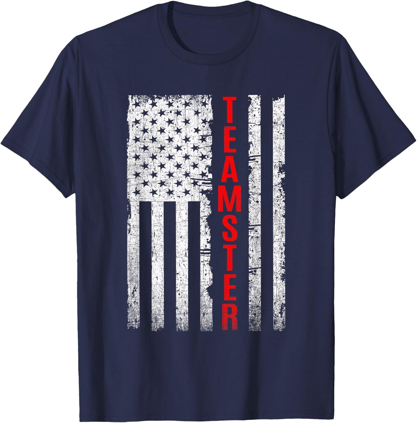 Teamster Proud American Flag Distressed T-Shirt - T-Shirt | Navy