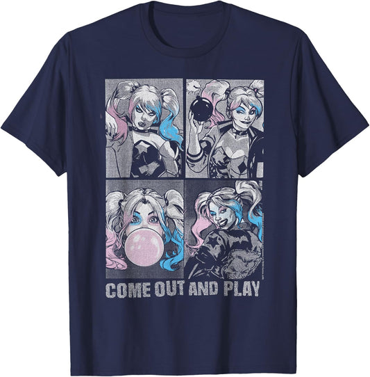 DC Comics Batman Harley Quinn Come Play C1 T-Shirt - T-Shirt | Navy