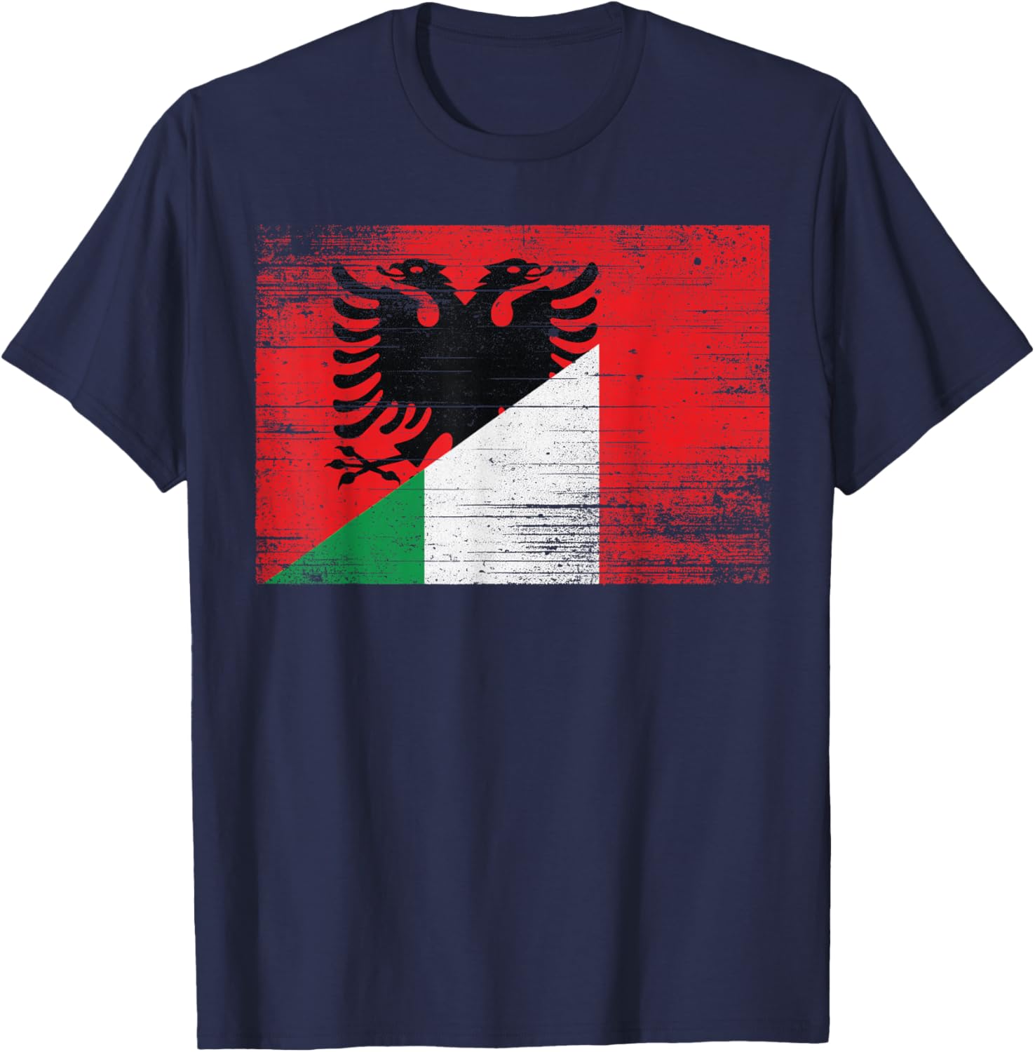 Albania Italy Flag For Albanian-Italian Heritage T-Shirt - T-Shirt | Navy