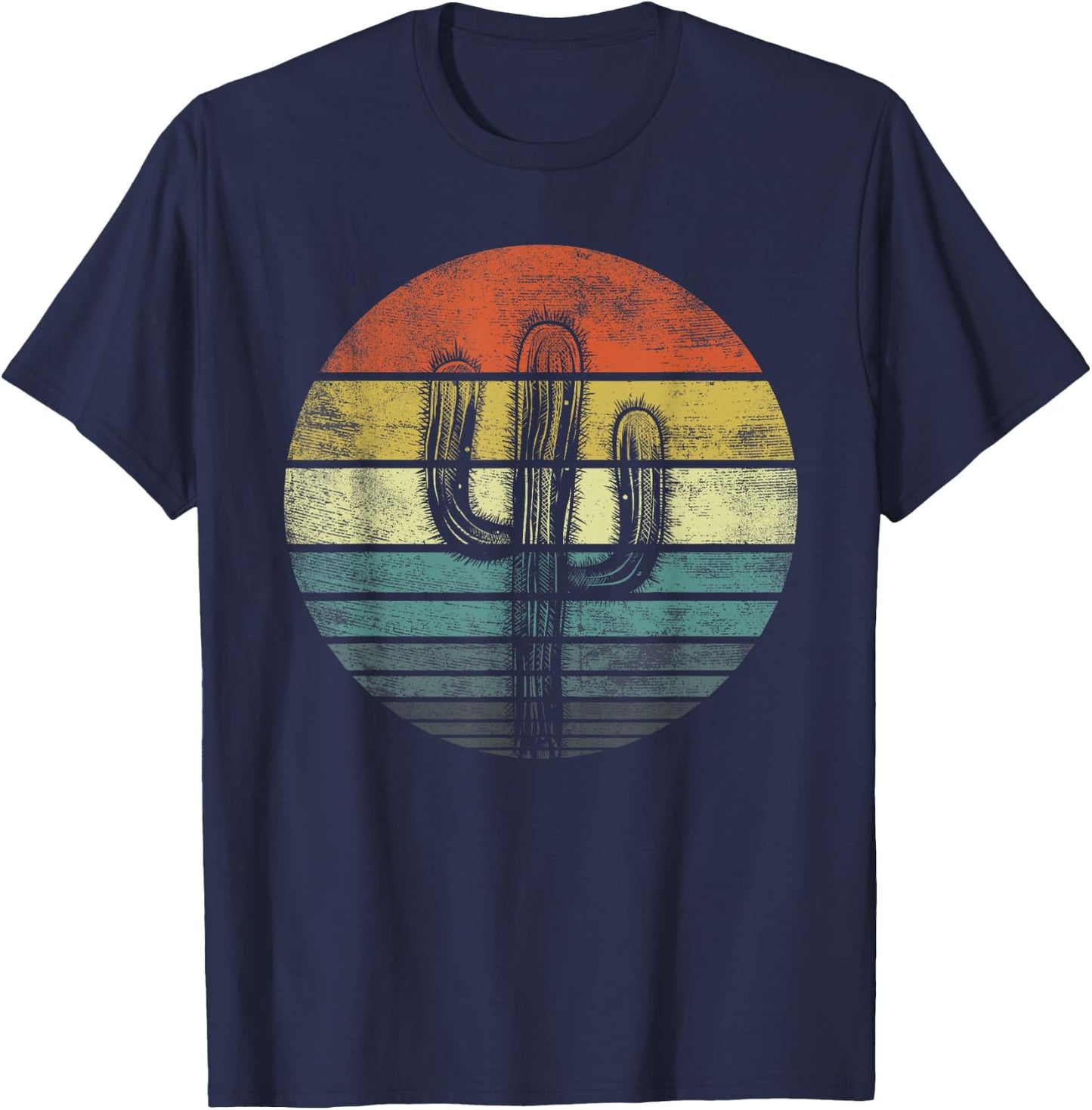 Retro Saguaro Cactus Funny Cactaceae Cacti Lover Gift T-Shirt - T-Shirt | Navy