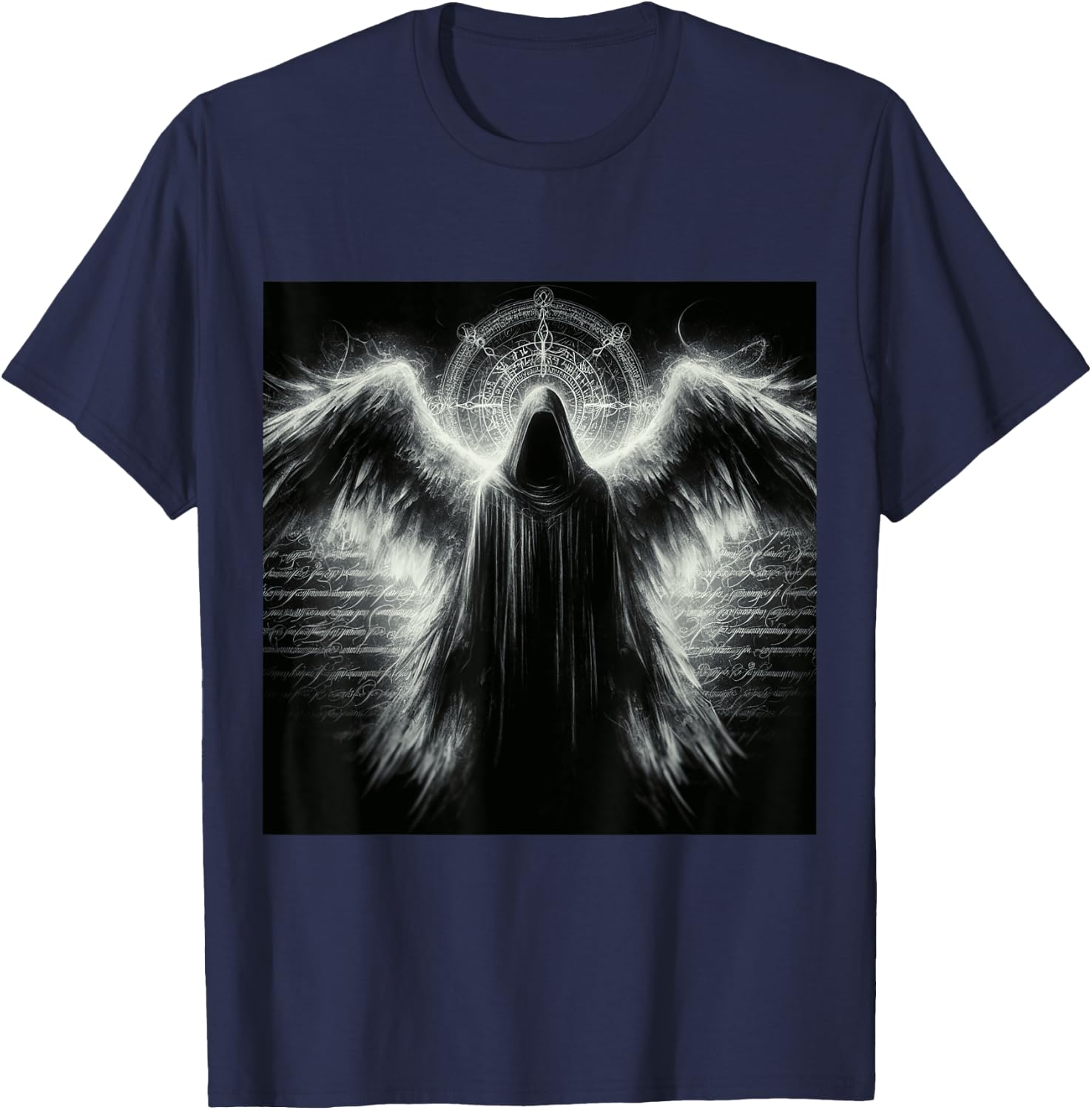 Archangel Azrael Religious Dark Fantasy Art Angelic Design T-Shirt - T-Shirt | Navy