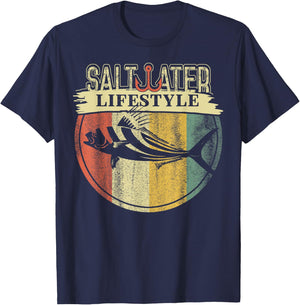 Saltwater Rooster Fishing Sport Game Fish Lover Fisherman T-Shirt - T-Shirt | Navy