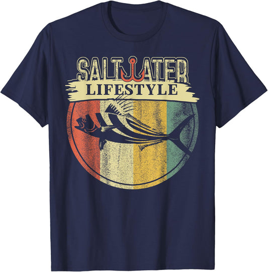 Saltwater Rooster Fishing Sport Game Fish Lover Fisherman T-Shirt - T-Shirt | Navy