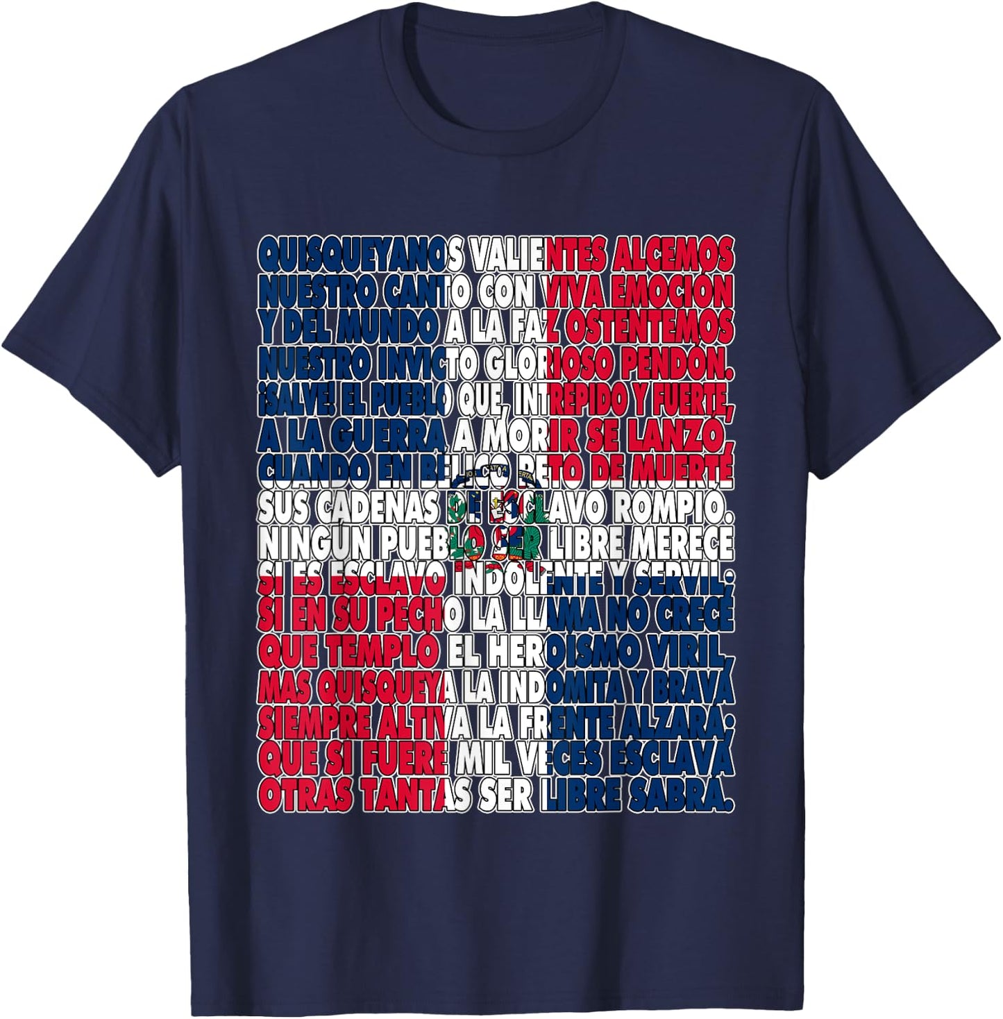 Dominican Republic Flag National Anthem Himno Nacional Letra T-Shirt - T-Shirt | Navy