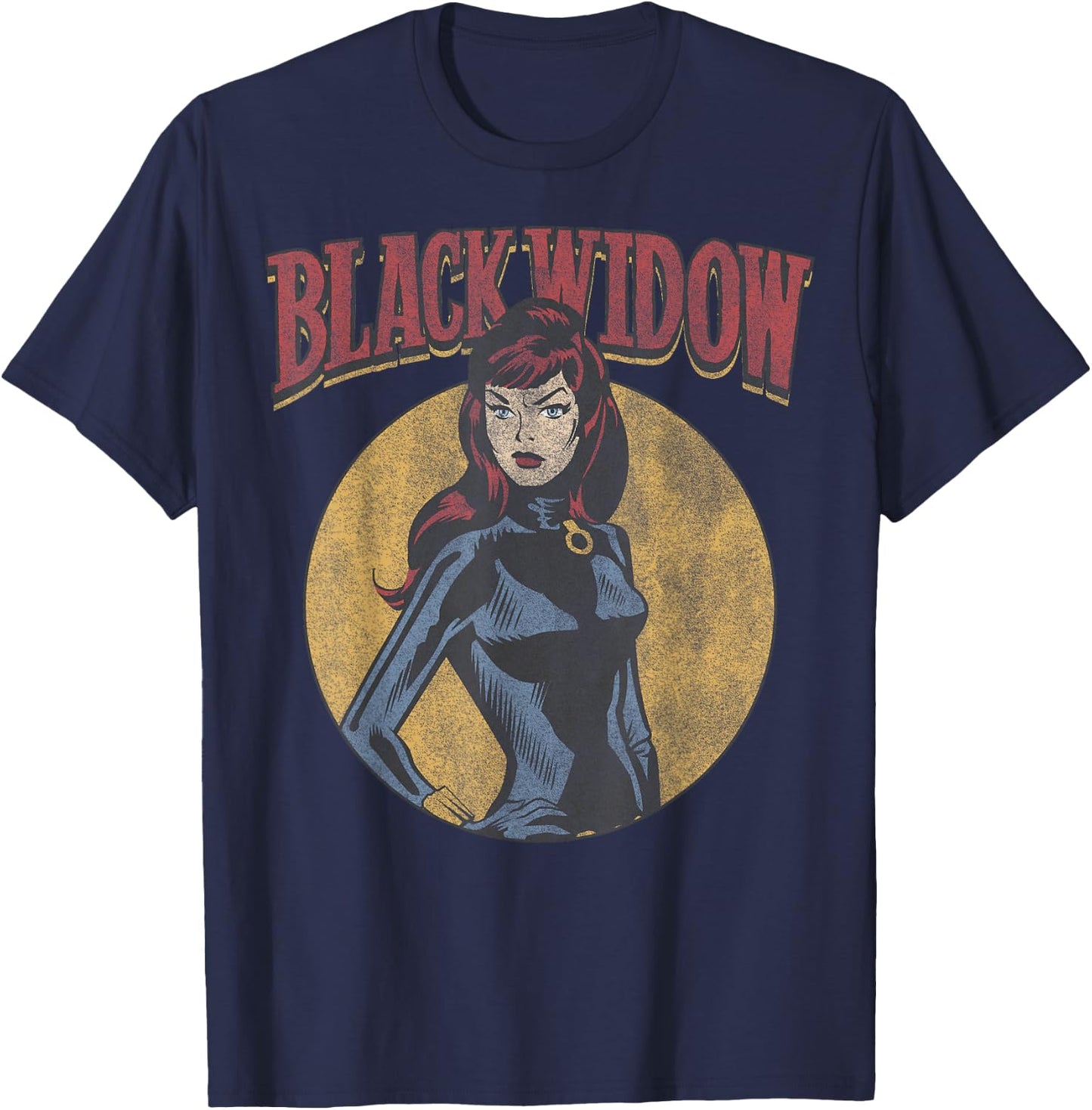Marvel Black Widow Retro Circle Portrait Small T-Shirt - T-Shirt | Navy