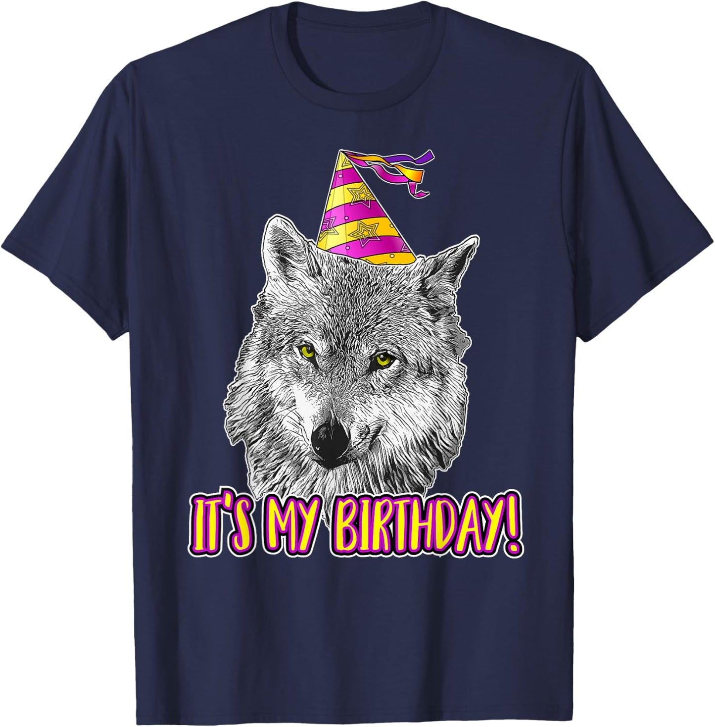 Wolf Birthday Themed Party Wolves Theme Girl Wolf Lover T-Shirt - T-Shirt | Navy