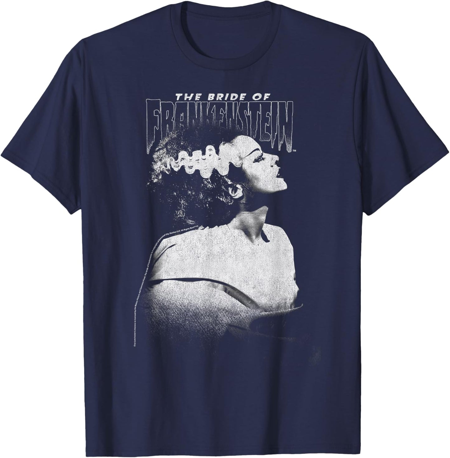 Universal Monsters Bride Of Frankenstein Dark Portrait T-Shirt - T-Shirt | Navy