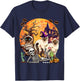 Three Horror Siamese Cats Cosplay Witch Halloween Skeleton T-Shirt - T-Shirt | Navy