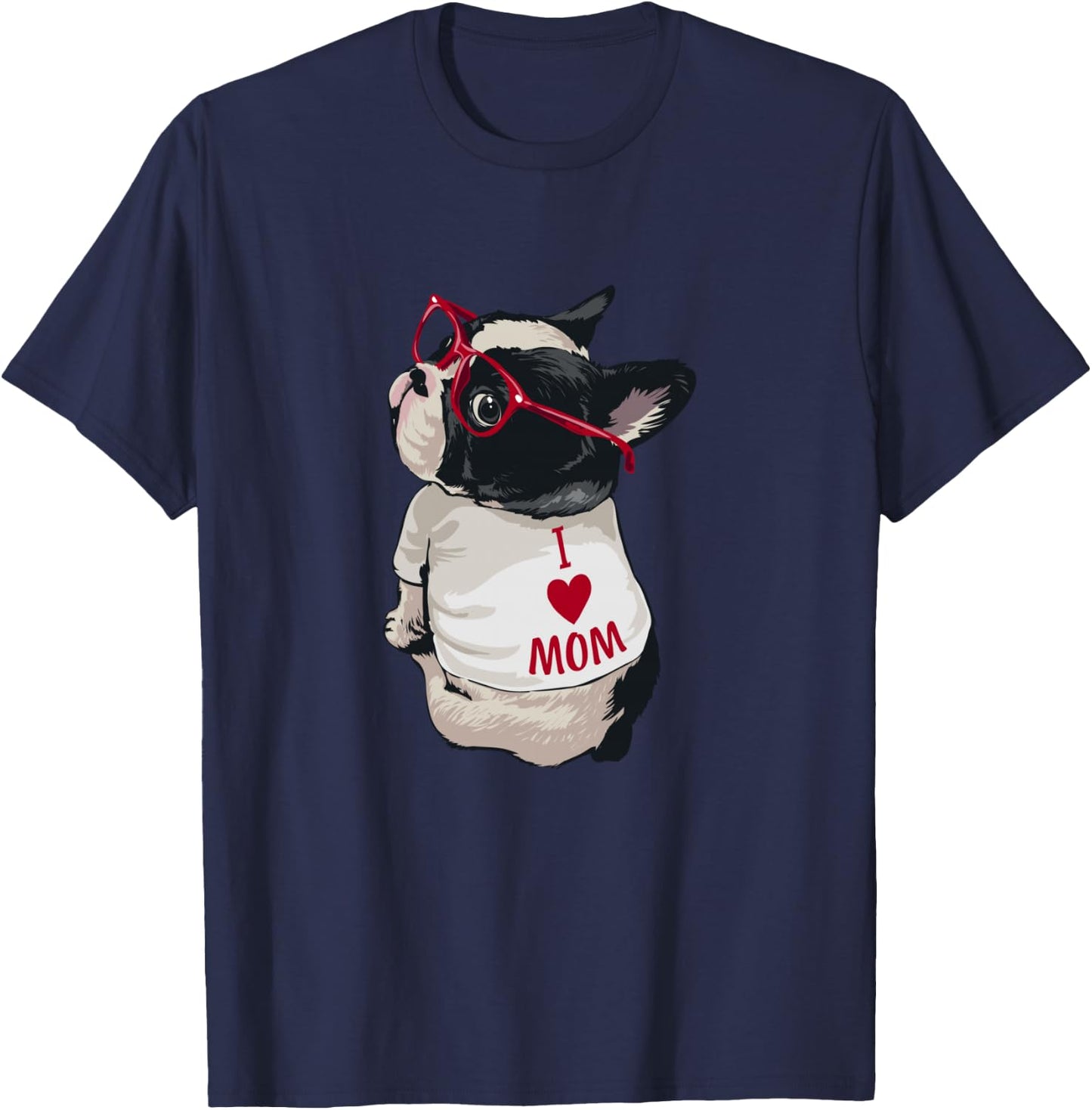 Girls I heart Mom Love Mama Boston Terrier Dog Lover T-Shirt - T-Shirt | Navy