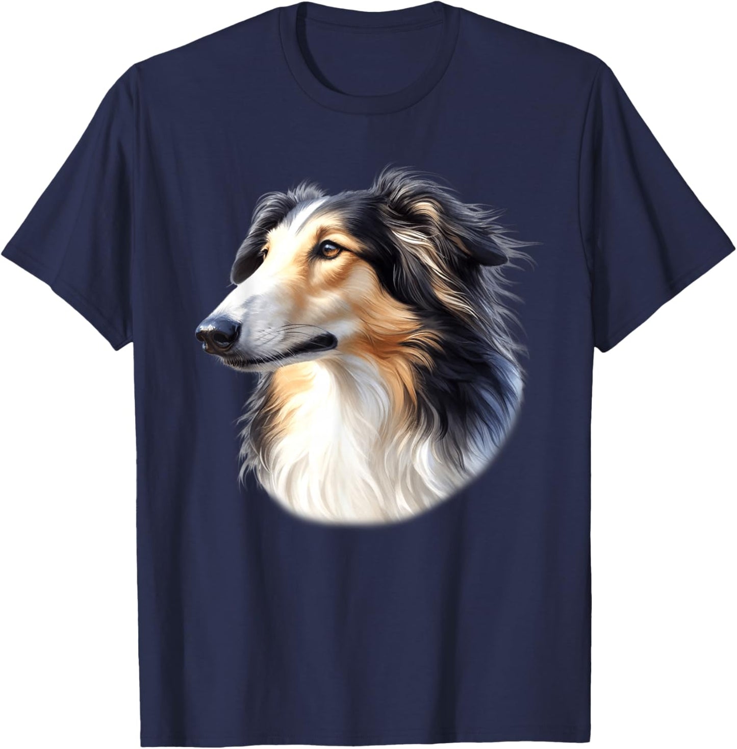 Borzoi Dog Portrait T-Shirt - T-Shirt | Navy