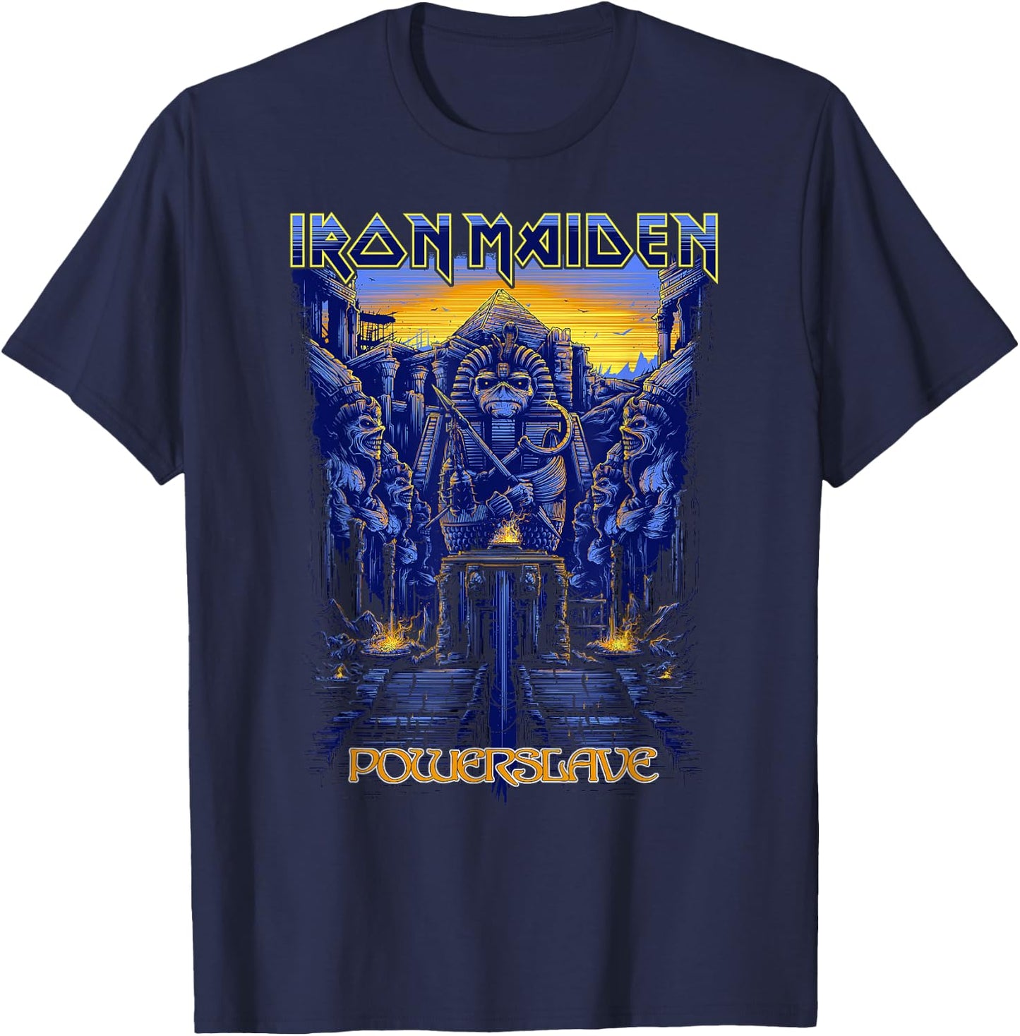 Iron Maiden - Powerslave Rework Dark Ink T-Shirt - T-Shirt | Navy