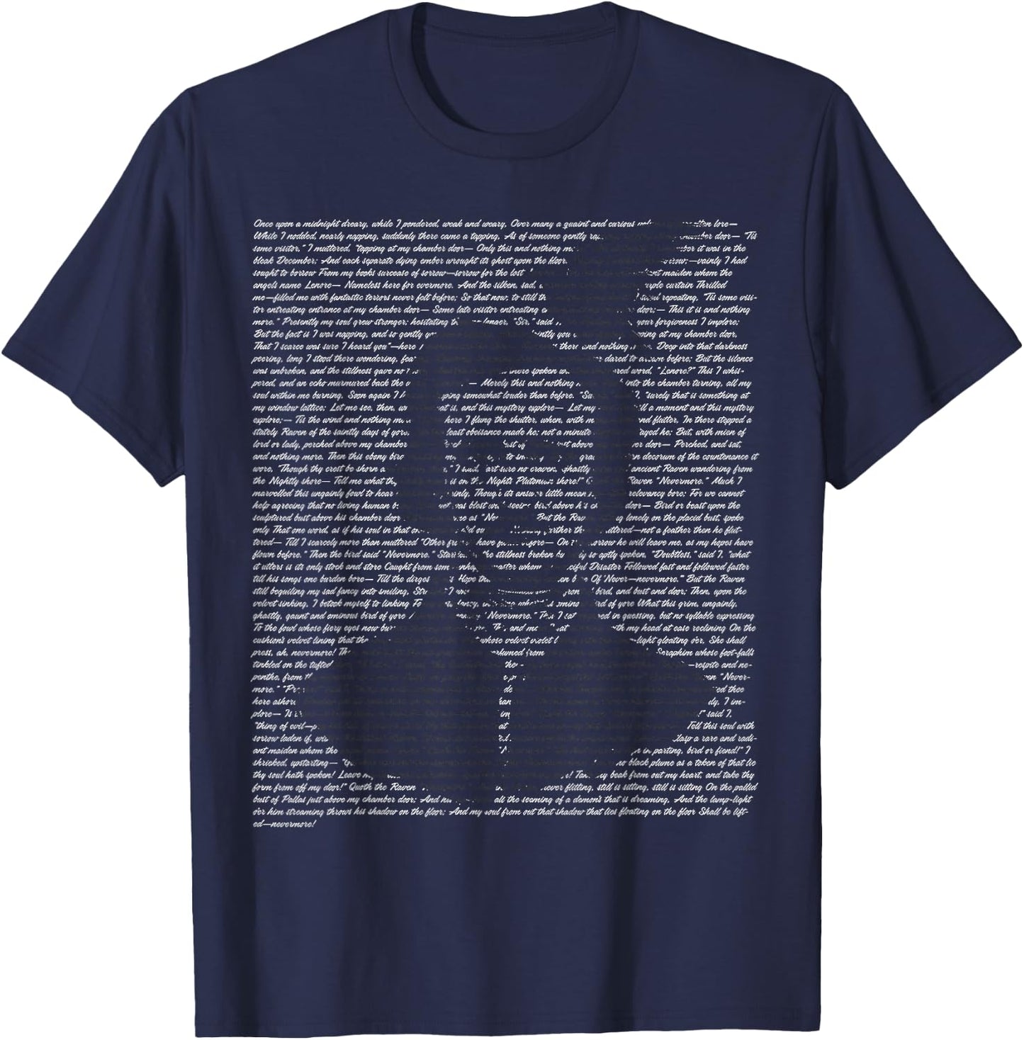 Gothic Edgar Allen Poe The Raven Nevermore T-Shirt - T-Shirt | Navy