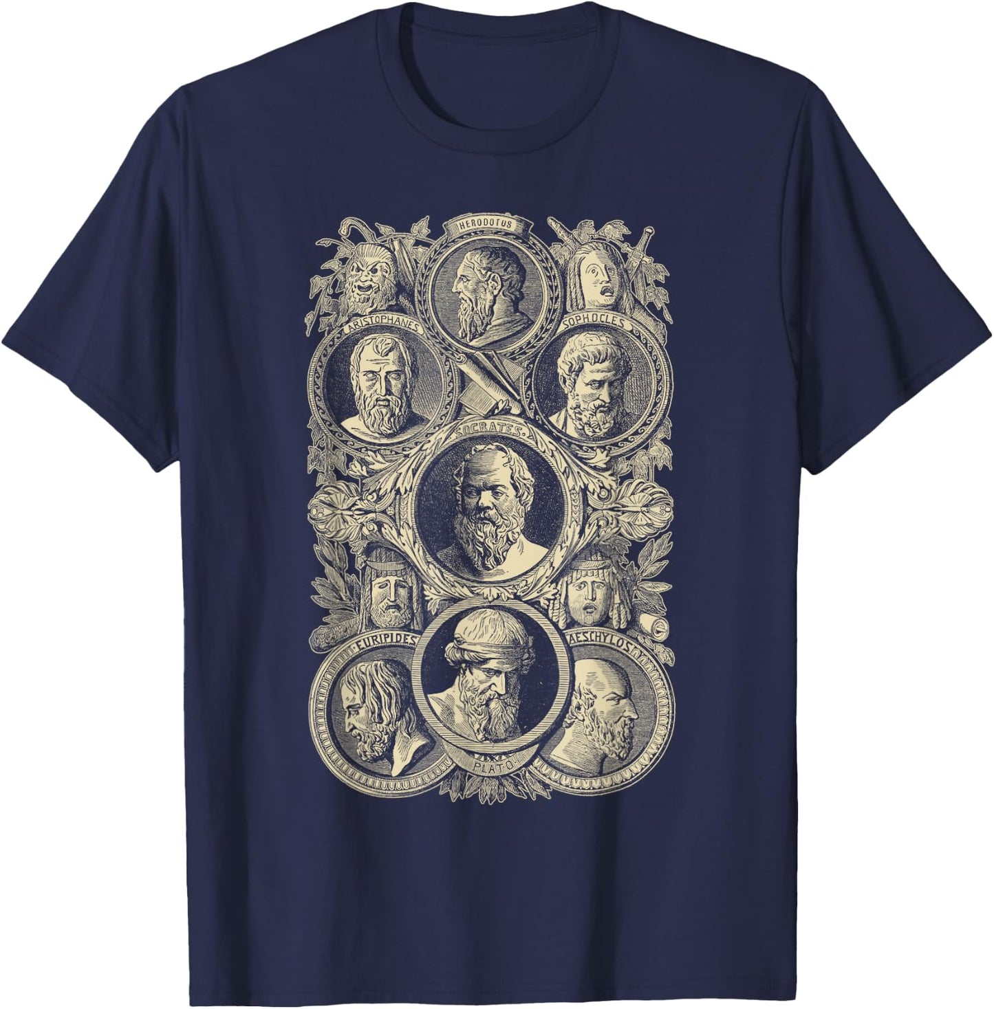 Plato Greek Philosophers Socrates Philosophy T-Shirt - T-Shirt | Navy