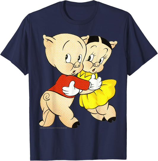 Looney Tunes Porky & Petunia Pig Portrait T-Shirt - T-Shirt | Navy
