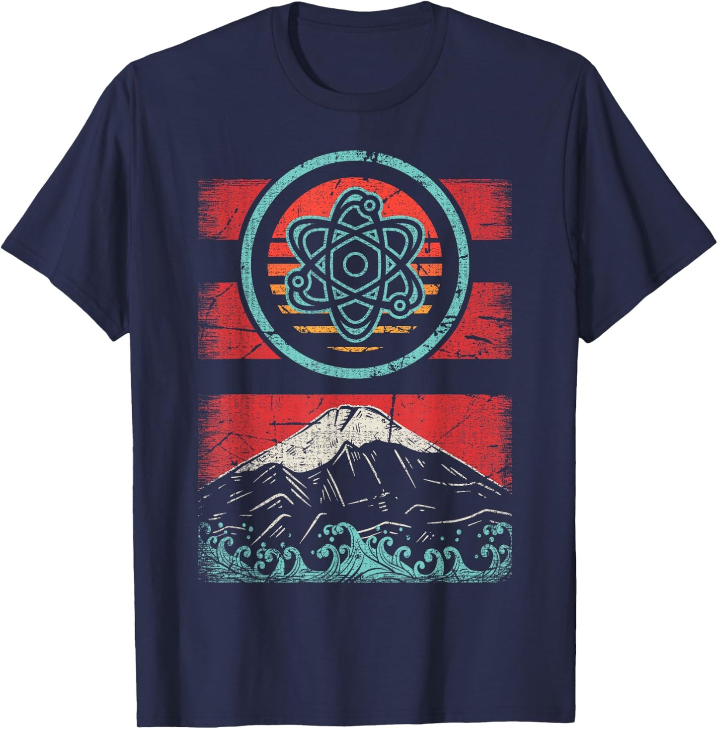 Atom Retro Vintage 80s Style Physics Teacher Gift T-Shirt - T-Shirt | Navy