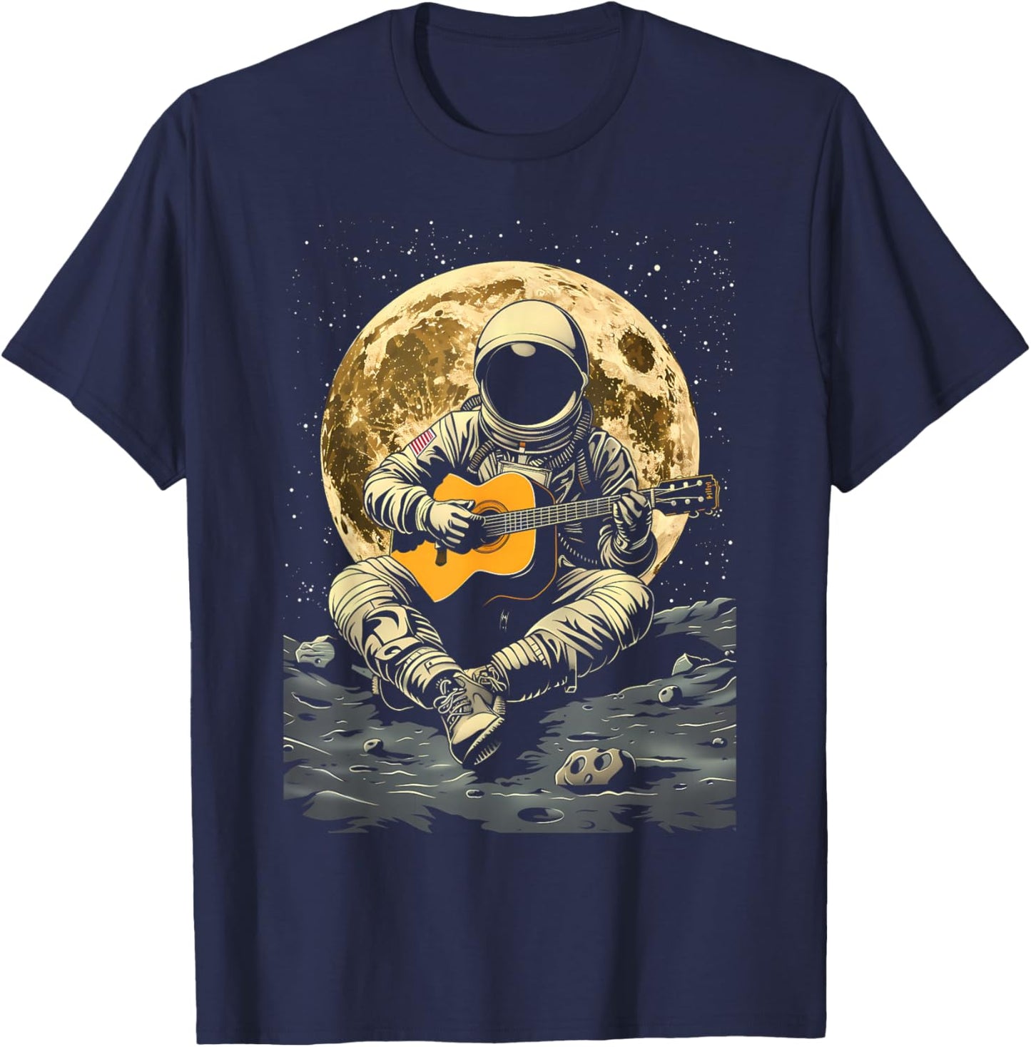 Astronaut Playing Guitar Rock Music Guitar Cosmos Space Man T-Shirt - T-Shirt | Navy