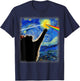 Cat Starry Night Van Gogh Cat Gifts Cat Lover Cat Rock Music Women Kids T-Shirt - T-Shirt | Navy