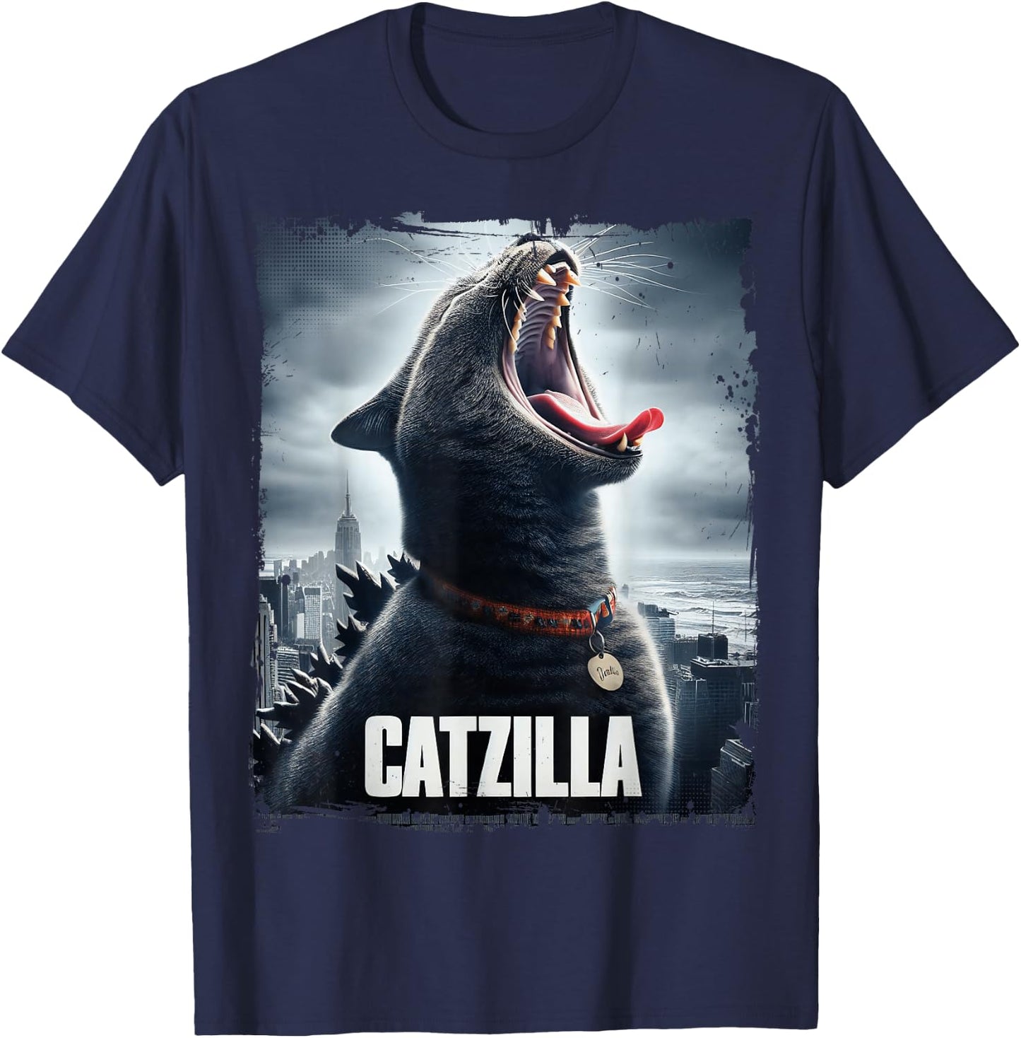 Catzilla Funny Cat Lover Kitten Kitty Parody funny gifts T-Shirt - T-Shirt | Navy