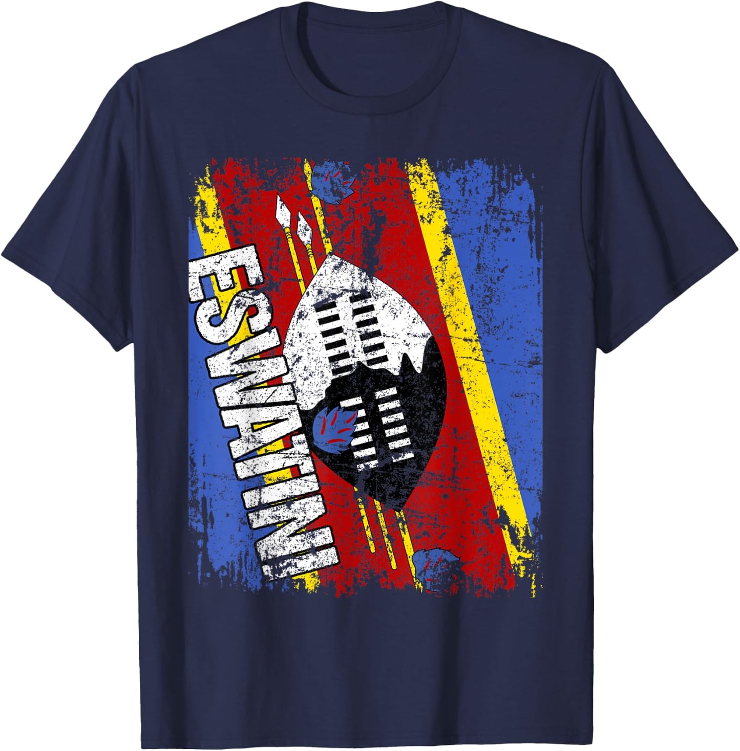 ESWATINI Flag Vintage Distressed SWAZILAND ESWATINI SWAZI T-Shirt - T-Shirt | Navy