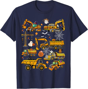 Halloween Construction Trucks Halloween Costume Boys Toddler T-Shirt - T-Shirt | Navy