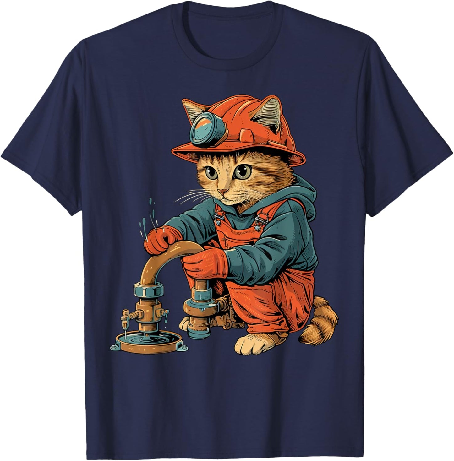 Funny Cat Plumber Women T-Shirt - T-Shirt | Navy