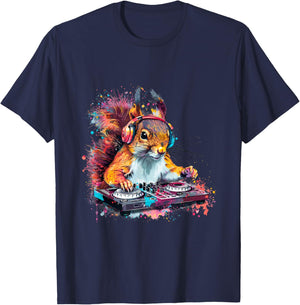 Squirrel Music DJ EDM Techno Turntable DJ Squirrel Beatmaker T-Shirt - T-Shirt | Navy