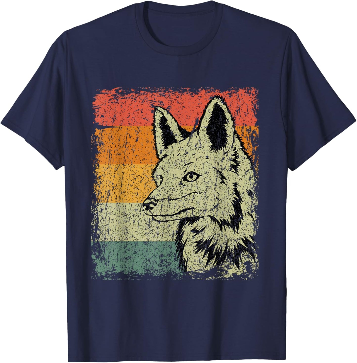Retro Fox Gift Vintage Fox T-Shirt - T-Shirt | Navy