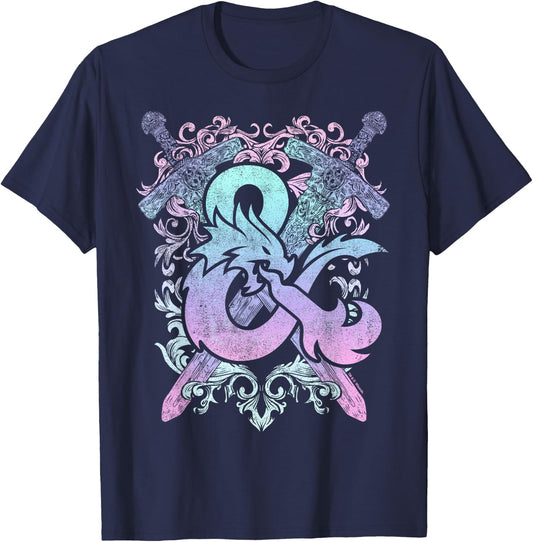 Dungeons & Dragons Ampersand Pastel Logo T-Shirt - T-Shirt | Navy