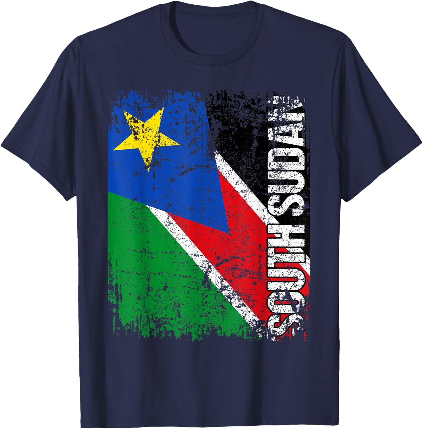 SOUTH SUDAN Flag Vintage Distressed SOUTH SUDAN T-Shirt - T-Shirt | Navy