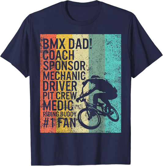 BMX Dad Coach Medic Riding Buddy 1 Fan Fathers Day Grandpa T-Shirt - T-Shirt | Navy