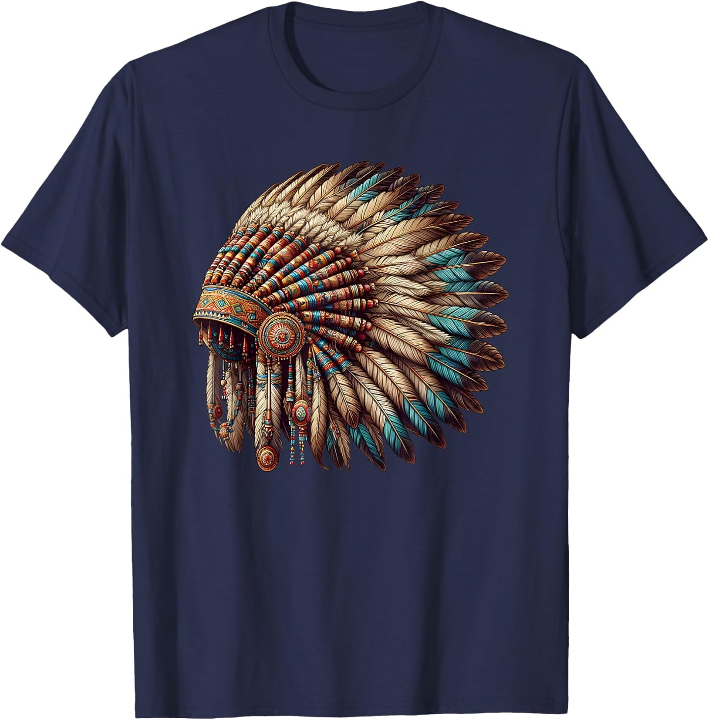 War Bonnet Native American Chief T-Shirt - T-Shirt | Navy