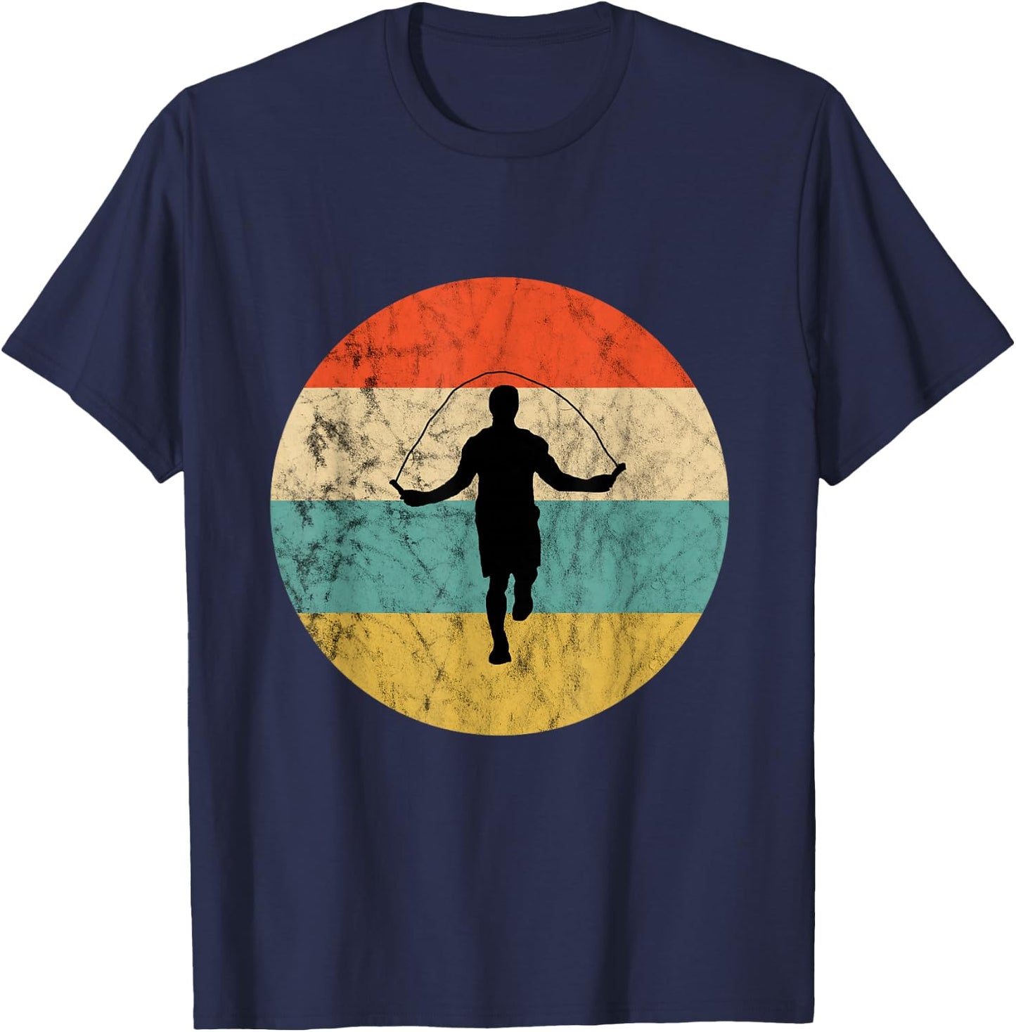 Skipping Rope Retro Vintage Sunset Rope Bouncing T-Shirt - T-Shirt | Navy