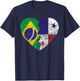 Panamanian Brazilian Flags Heart | Brazil Panama Roots T-Shirt - T-Shirt | Navy