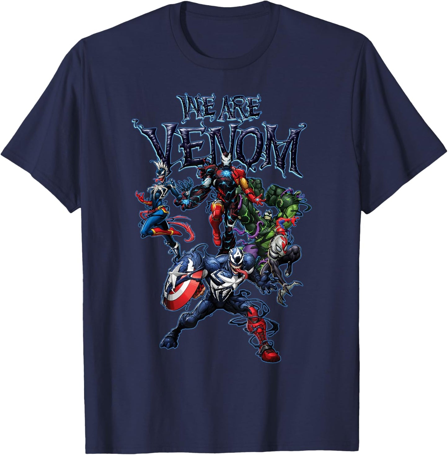 Marvel Spider-Man Maximum Venom Group Shot We are Venom T-Shirt - T-Shirt | Navy