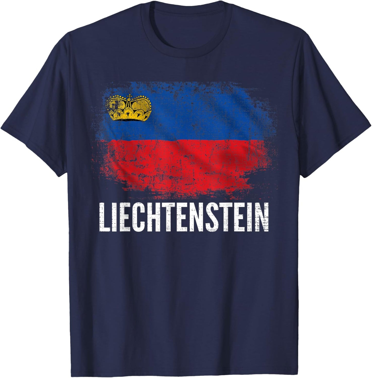 Vintage Liechtenstein Flag Gift T-Shirt - T-Shirt | Navy