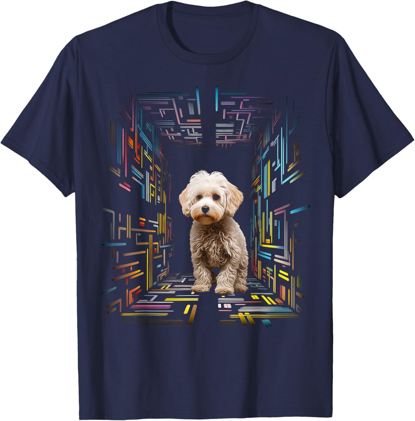 Poodle Dog Colorful Mandala Animal Pet Art Graphic Poodle T-Shirt - T-Shirt | Navy