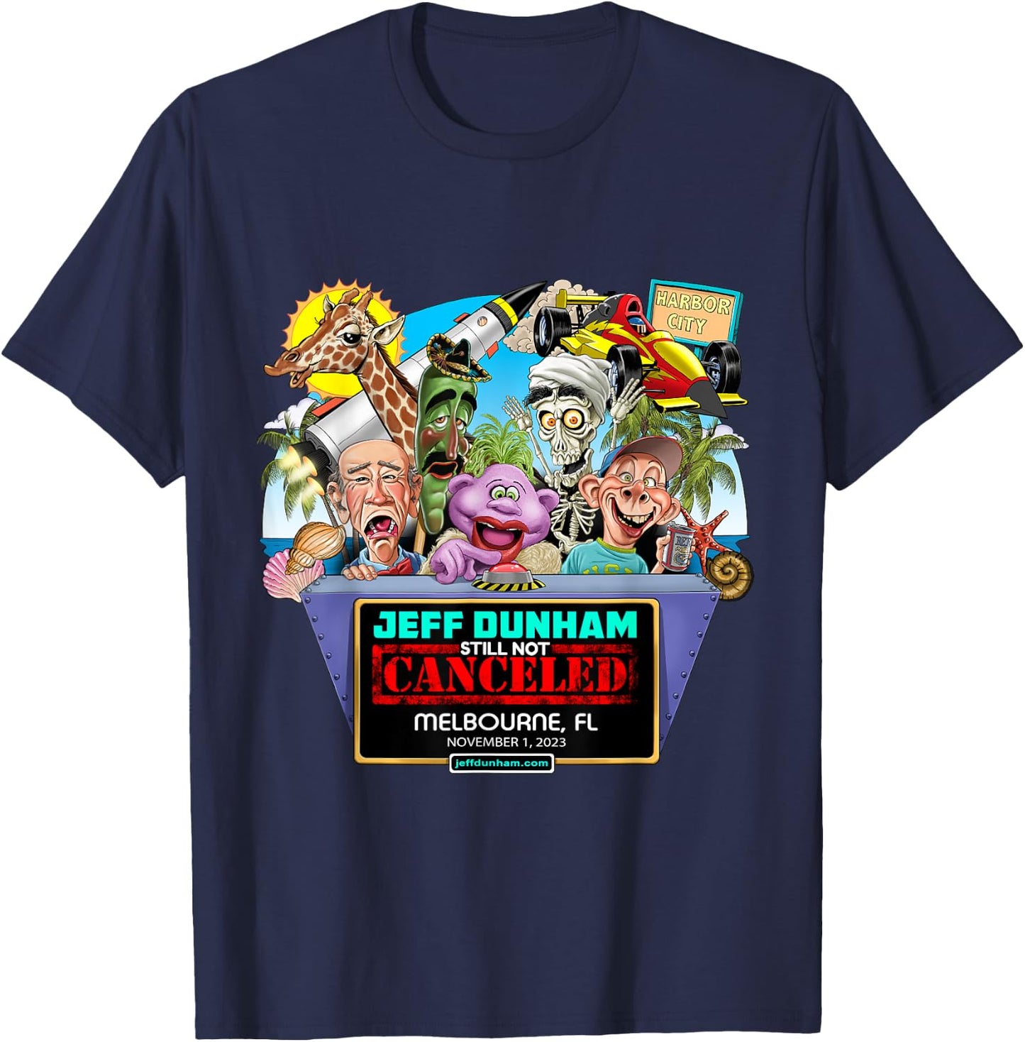 Jeff Dunham Melbourne, FL (2023) T-Shirt - T-Shirt | Navy