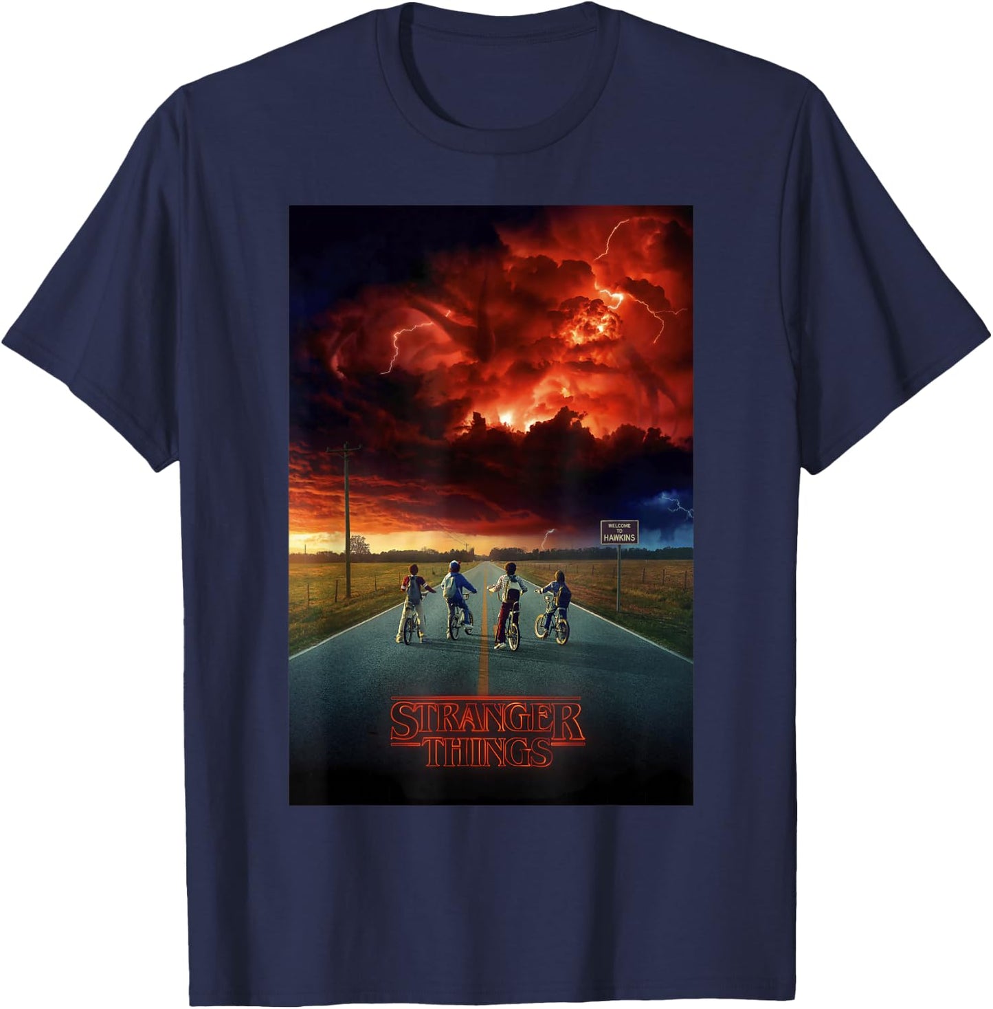 Stranger Things Demogorgon Cloud Poster T-Shirt - T-Shirt | Navy