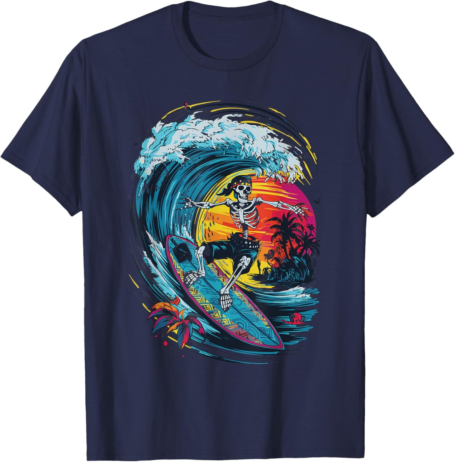 Skeleton Surfing T-Shirt - T-Shirt | Navy