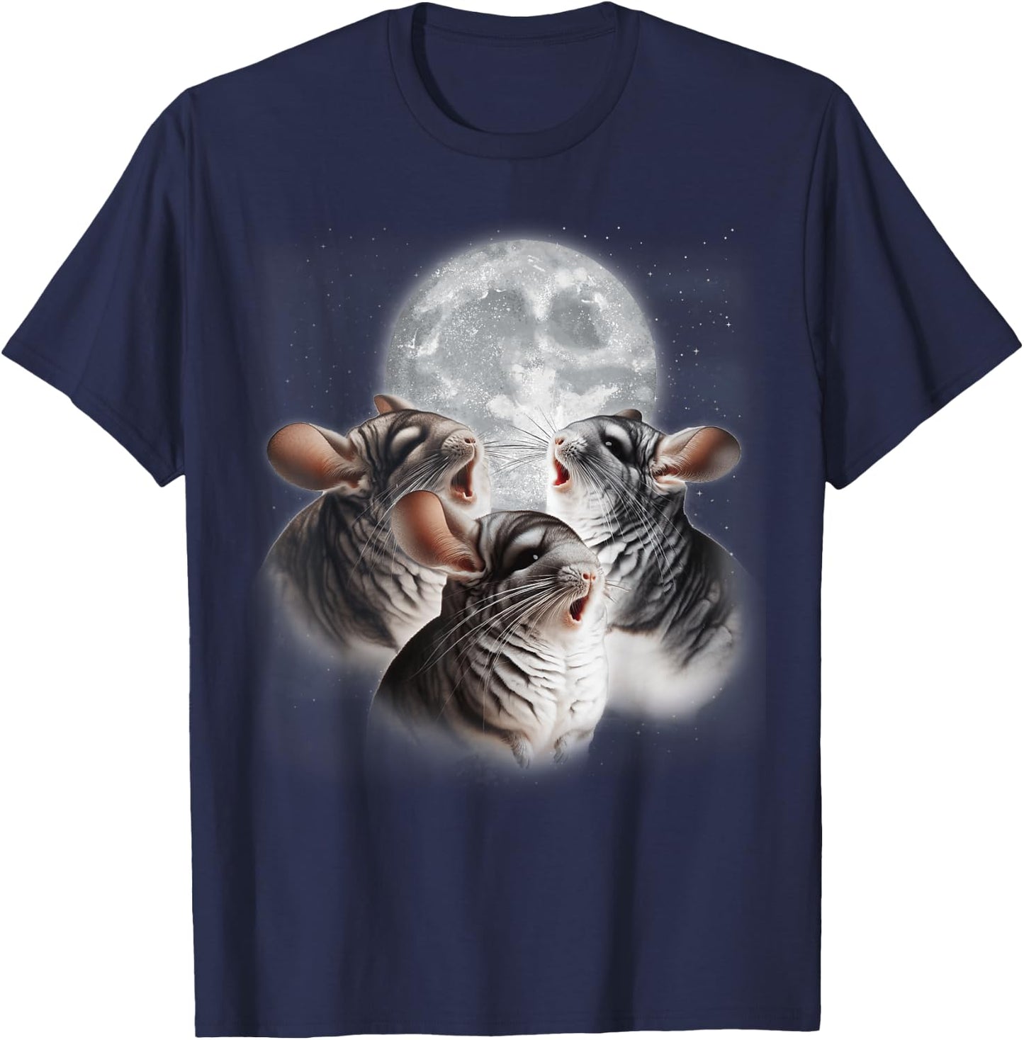 3 Chinchilla Howling At The Moon Funny Chinchilla Lover Kids T-Shirt - T-Shirt | Navy