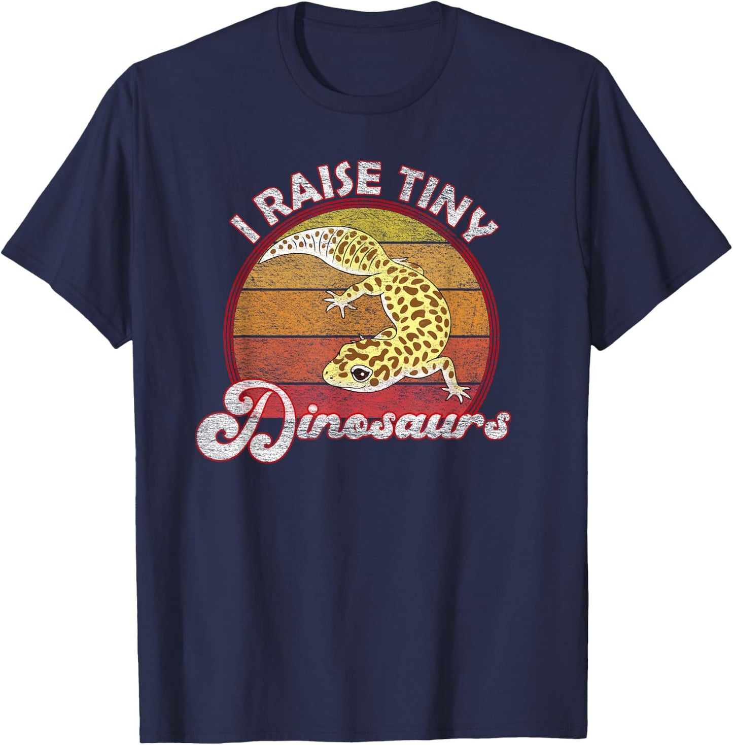I Raise Tiny Dinosaurs Leopard Gecko Mom Dad Reptile Pet T-Shirt - T-Shirt | Navy