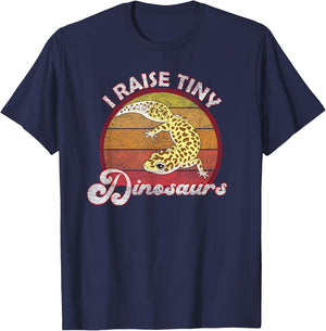 I Raise Tiny Dinosaurs Leopard Gecko Mom Dad Reptile Pet T-Shirt - T-Shirt | Navy