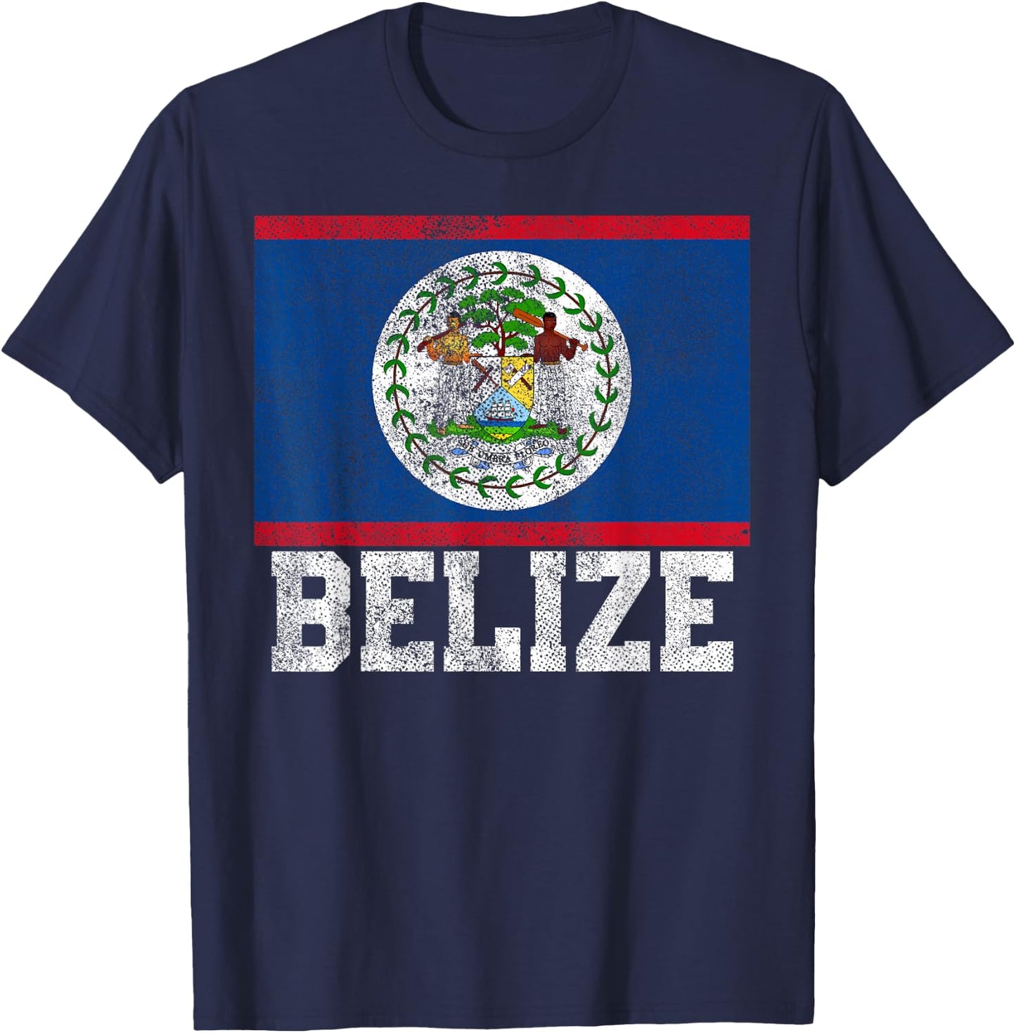 Belize Flag National Pride Roots Country Nation Souvenir T-Shirt - T-Shirt | Navy