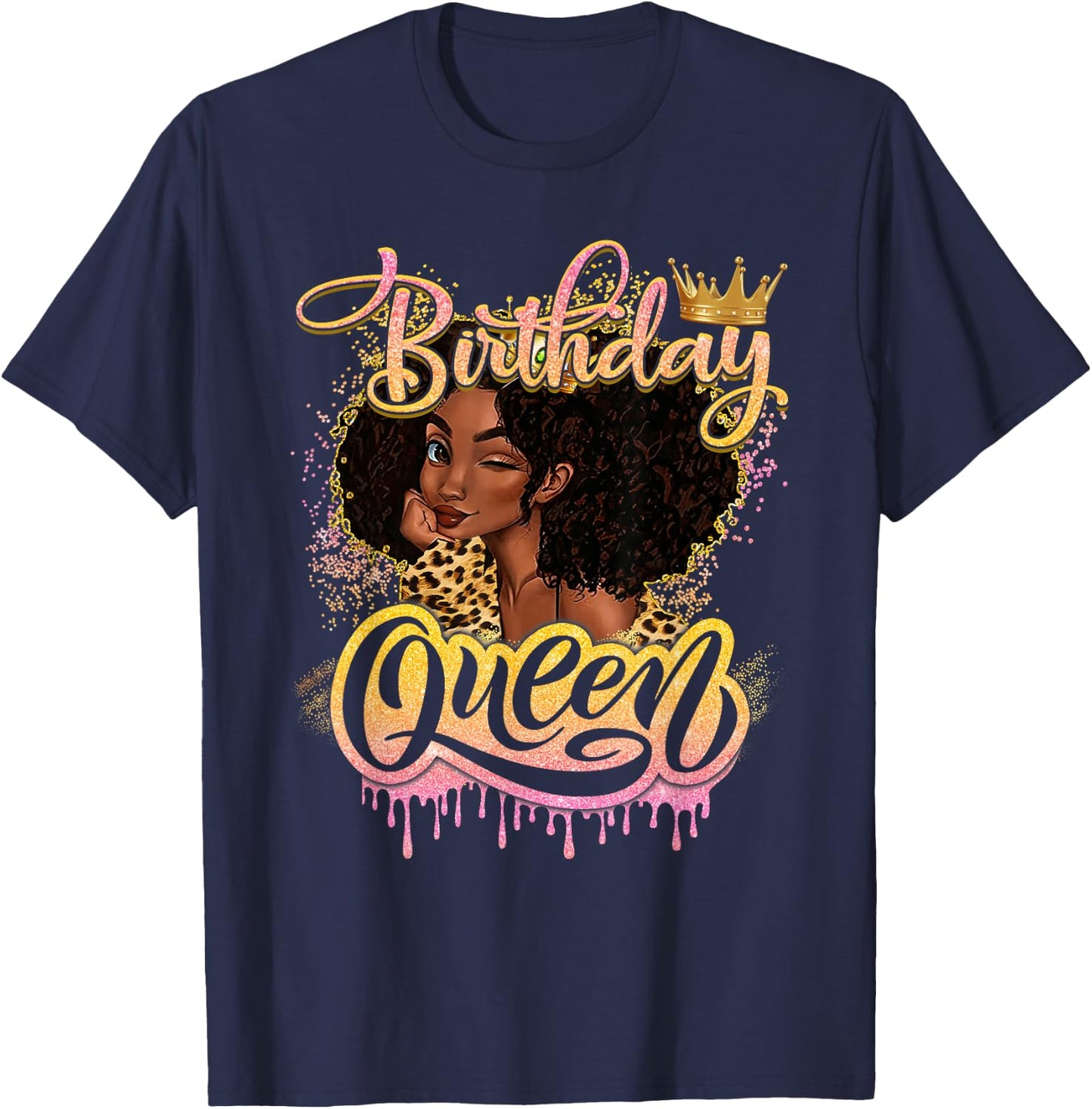 Melanin Birthday African American Afro Girls Women T-Shirt - T-Shirt | Navy