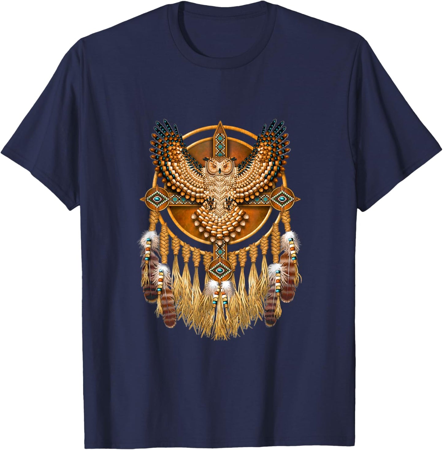 Native American Tribal Art Owl, Mystic owl T-Shirt - T-Shirt | Navy