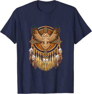 Native American Tribal Art Owl, Mystic owl T-Shirt - T-Shirt | Navy