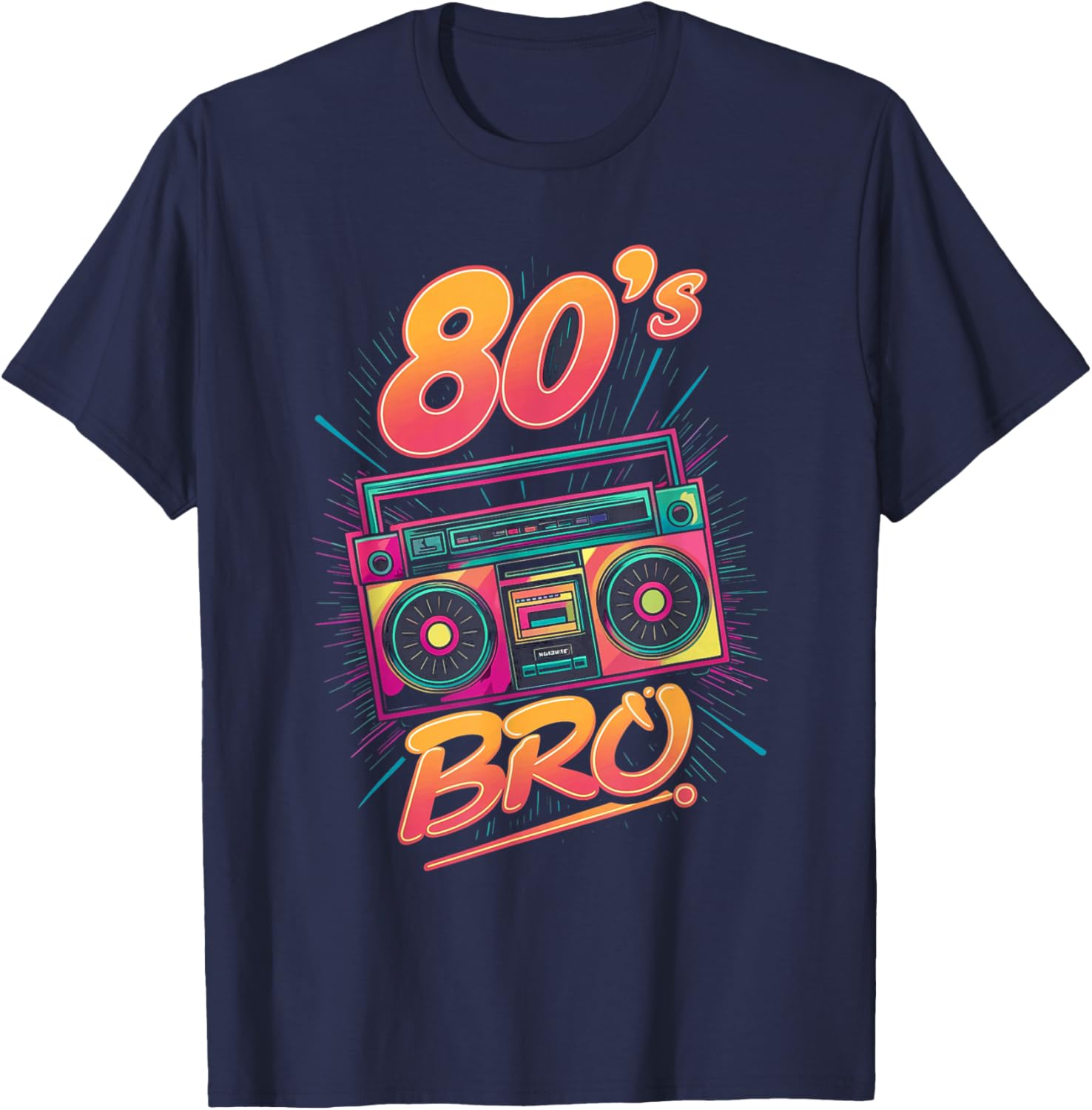 Retro 80s Bro Vintage Cassette Boom Box T-Shirt - T-Shirt | Navy