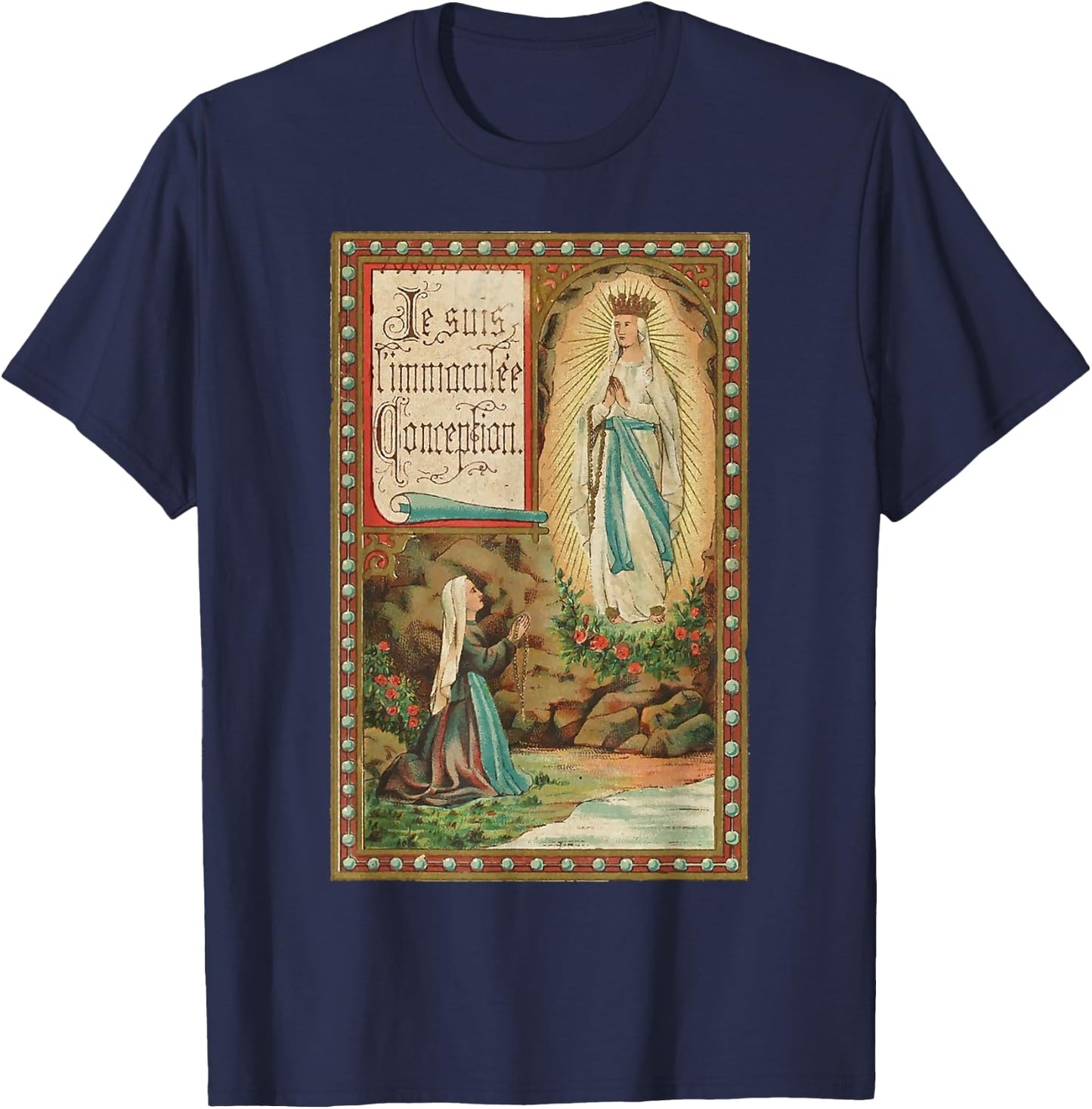 Immaculate Conception of Our Lady Lourdes T-Shirt - T-Shirt | Navy