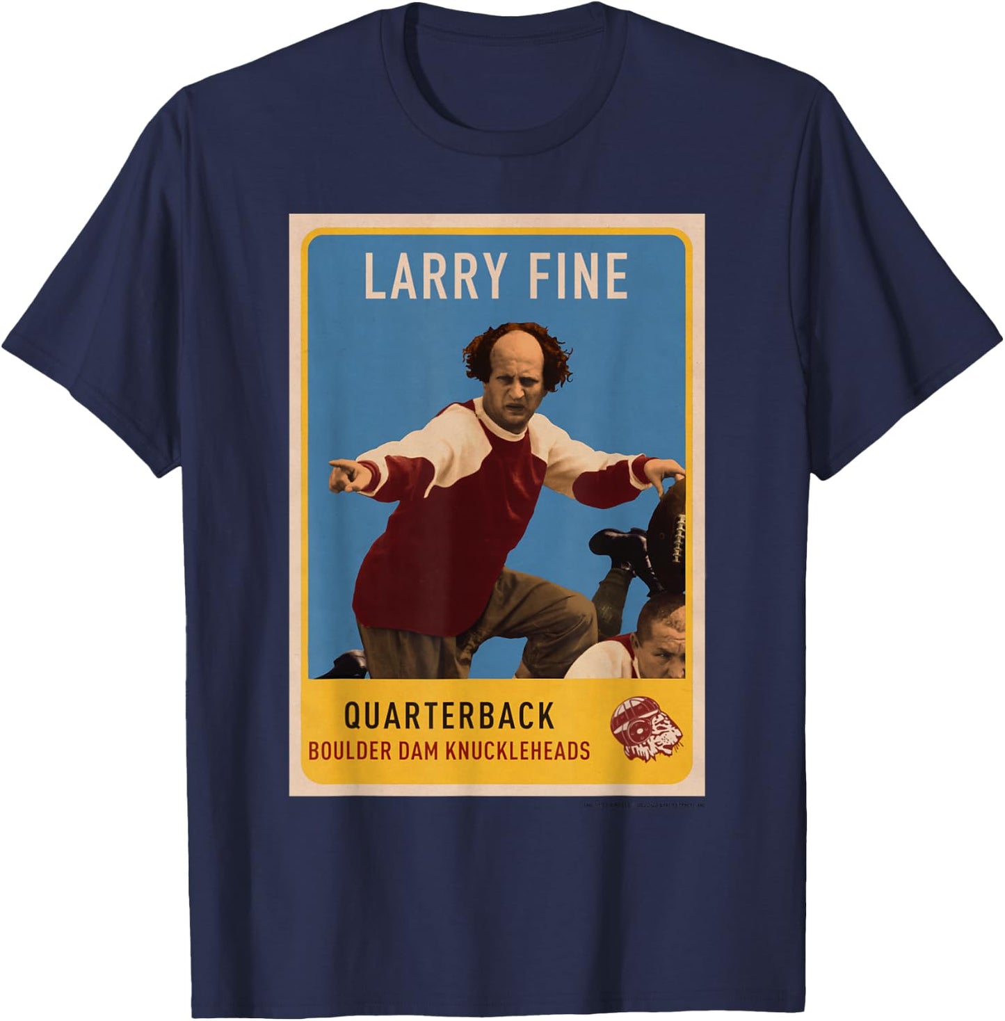 The Three Stooges - Men's Adult Black Football Cartoon T-Shirt - T-Shirt | Navy